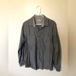 Tasso Elba Slim Fit Gray Lightweight Button Up Long Sleeve Dress Shirt